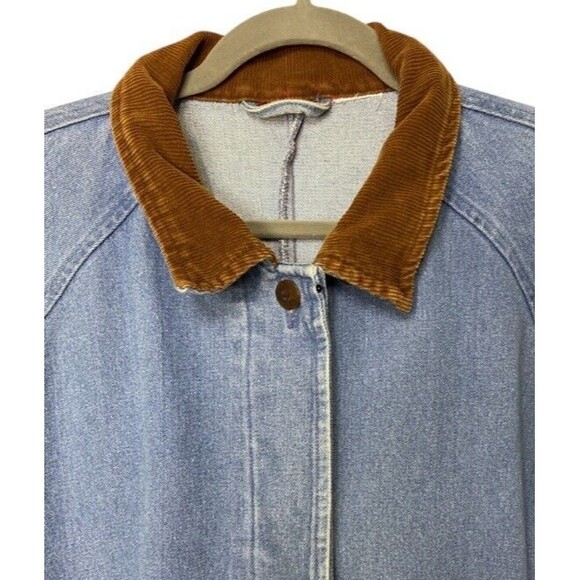 Vintage 90s Denim Duster Long Chore Coat Size L/XL - Picture 6 of 13